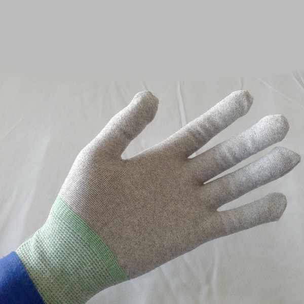 十三针碳纤维防静电手套（手腕绿色）